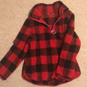 Sweaters - Red plaid Sherpa pullover Sweaters - Red plaid Sherpa pullover